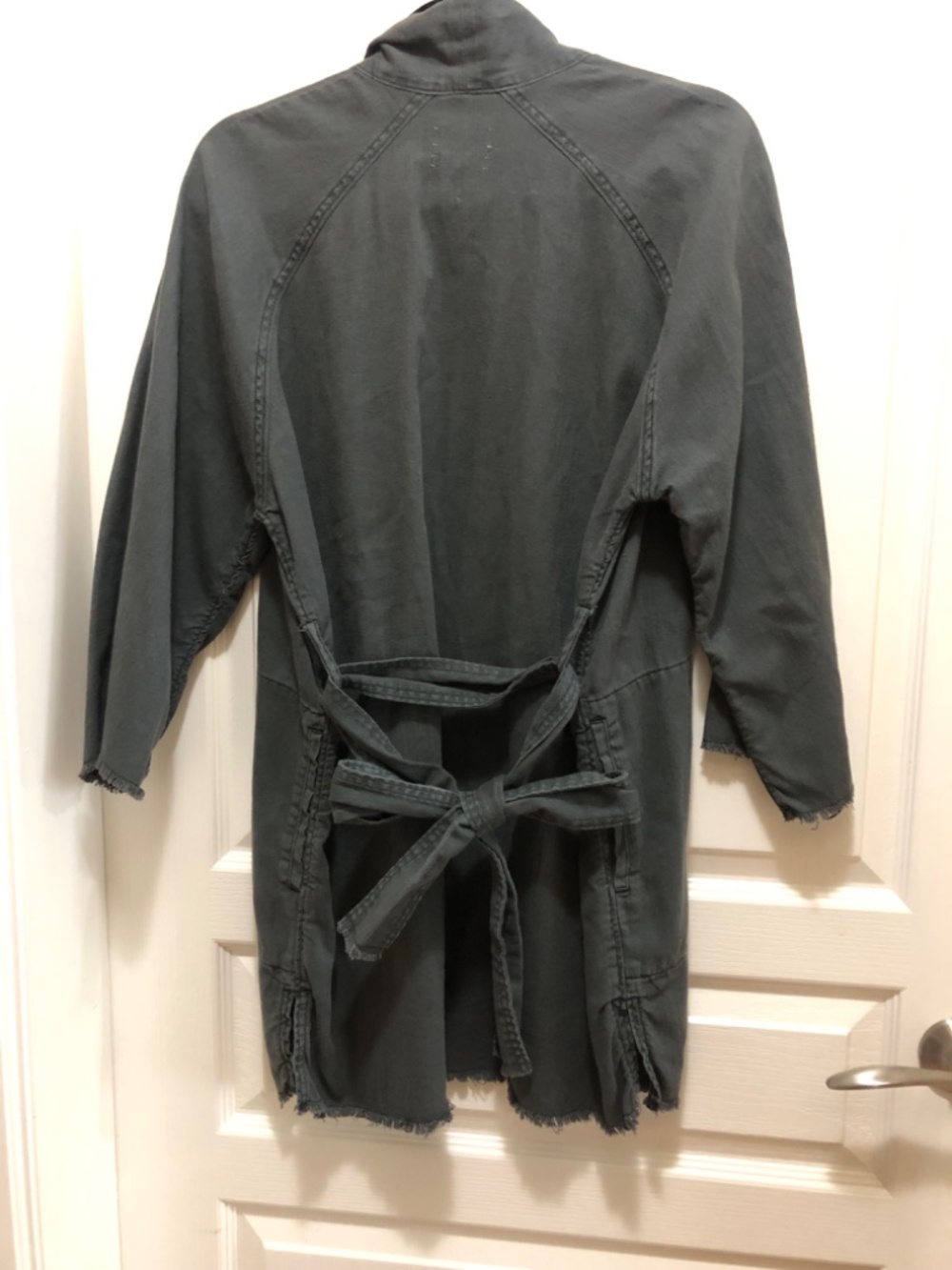 Wilfred cotton belted kimono sz Med frayed trim and sleeves - Picture 2 of 8